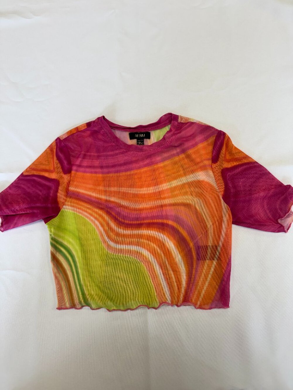 AFRM Colorful Neon Sheer Crop Top Size XS